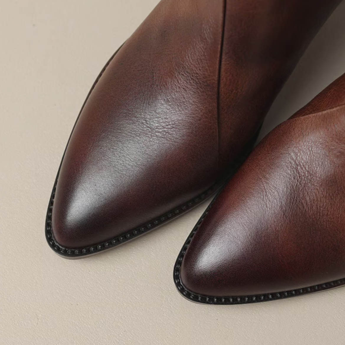 Stiefeletten Damen mit Blockabsatz und Reißverschluss in Lederoptik