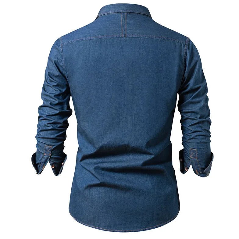 Bayer Modehaus - Herren Langarmhemd mit Kentkragen und Brusttasche, Denim-Optik - Produktbild 8
