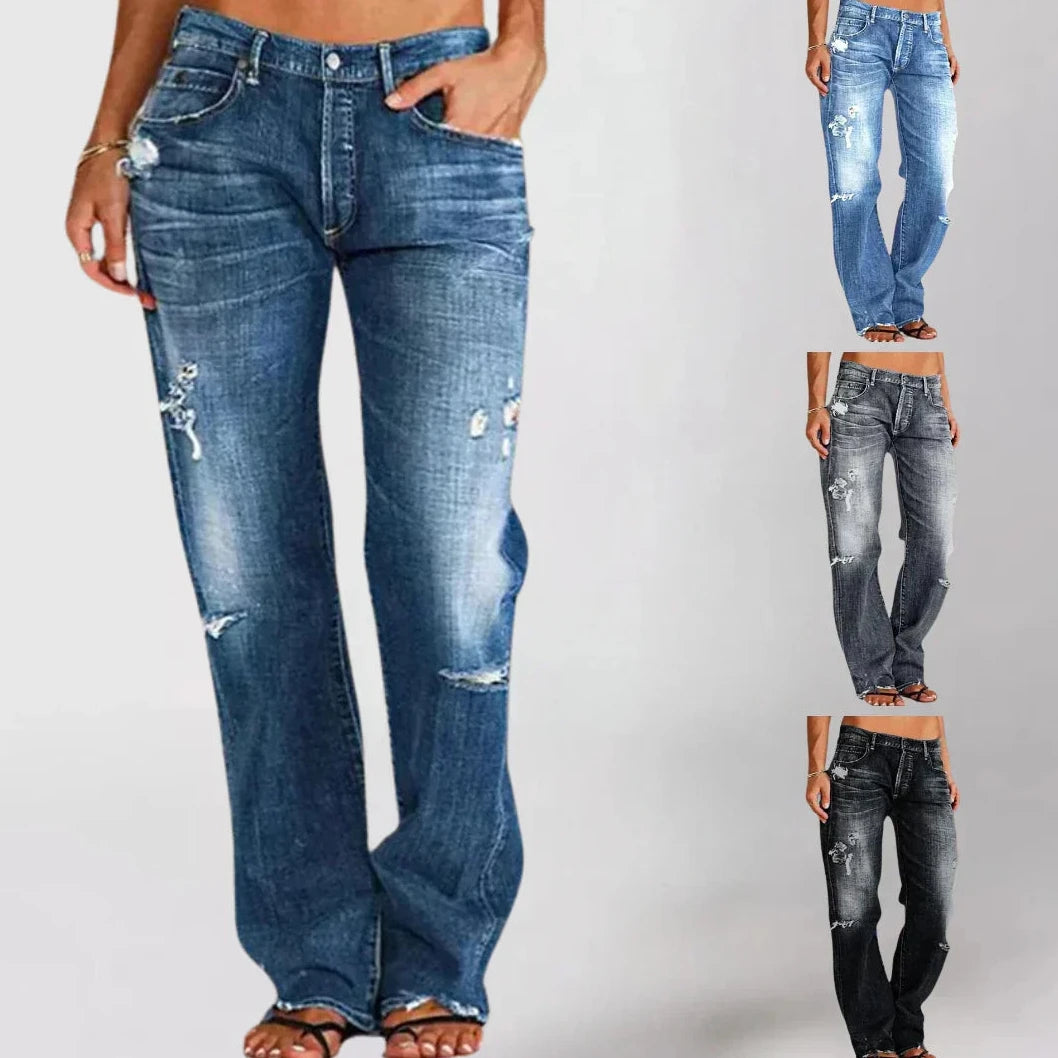 Bayer Modehaus - Damen Jeans im Used-Look, weites Bein, mittelhoher Bund - Produktbild 6