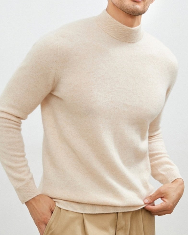 Bayer Modehaus - Herren Feinstrick-Pullover mit Stehkragen, lange Ärmel in Elfenbein