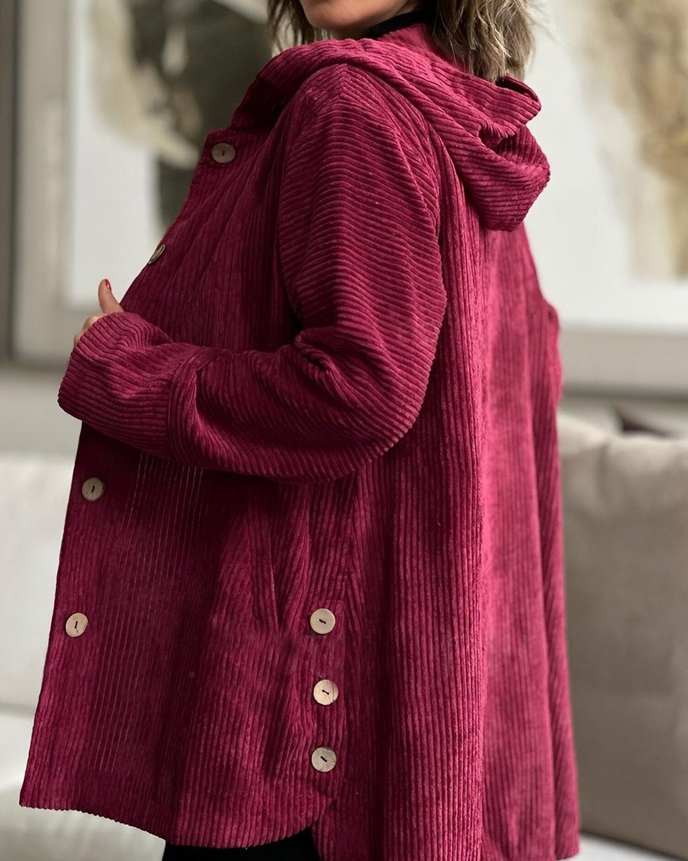 Bayer Modehaus - Damen Lange Cordjacke mit Kapuze und Knopfleiste - Produktbild 2