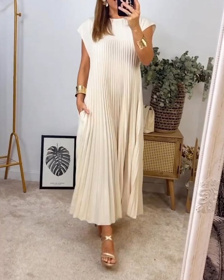 Bayer Modehaus - Damen Plisseekleid mit Rundhals, Maxi-Länge, kurze Ärmel - Produktbild 5
