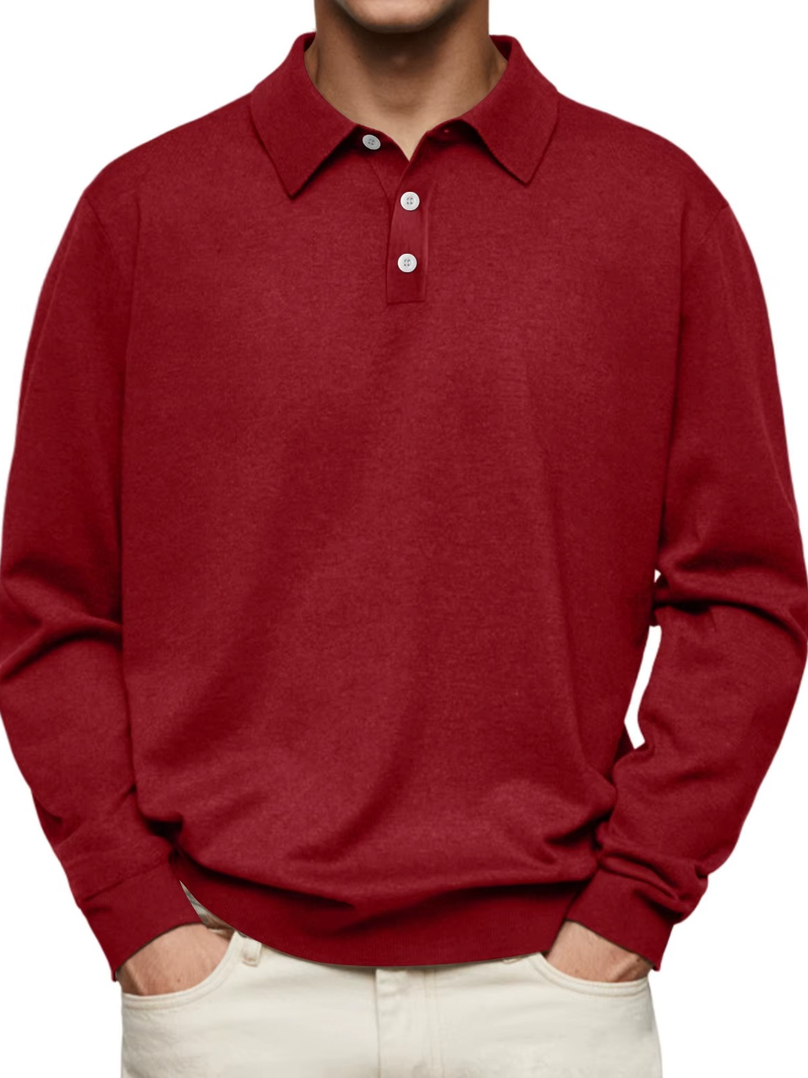 Herren Polo Pullover mit Polokragen, Knopfleiste und Feinstrickoptik