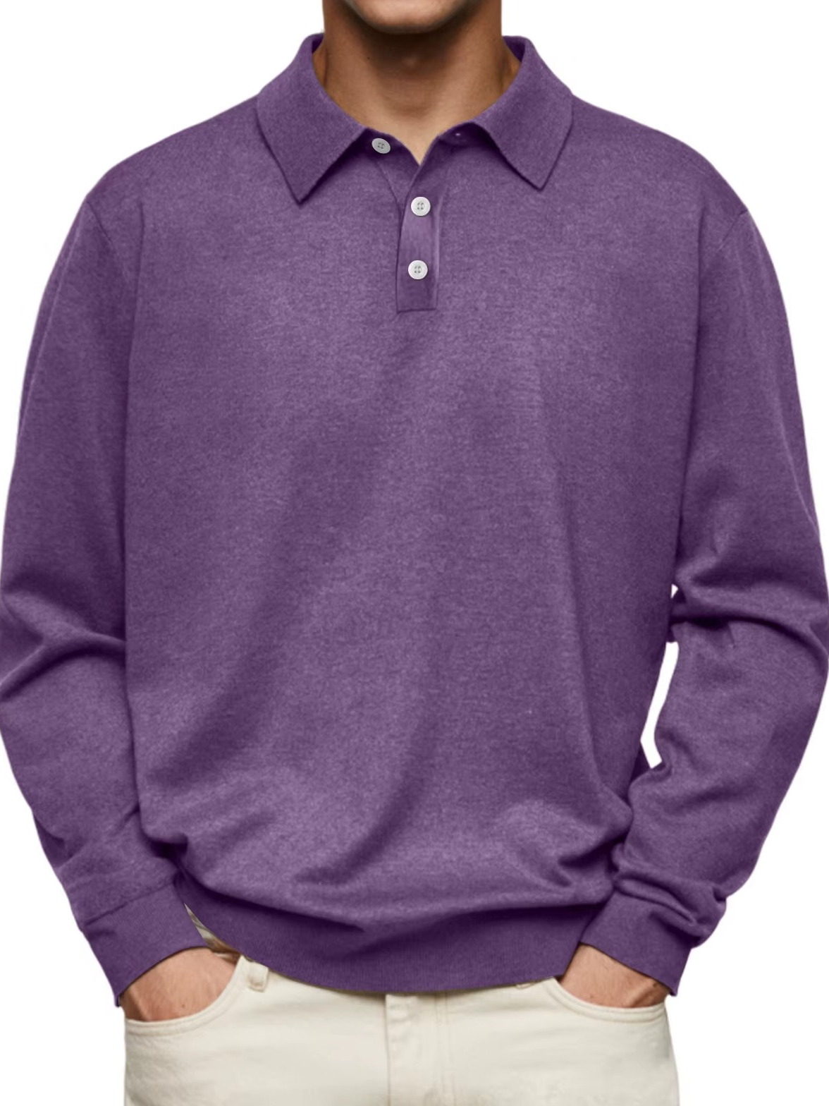 Herren Polo Pullover mit Polokragen, Knopfleiste und Feinstrickoptik
