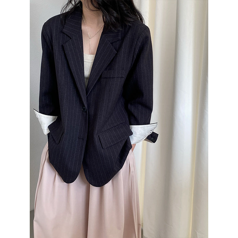 Blazer mit Streifen und Rückenstickerei für Damen in Gestreift
