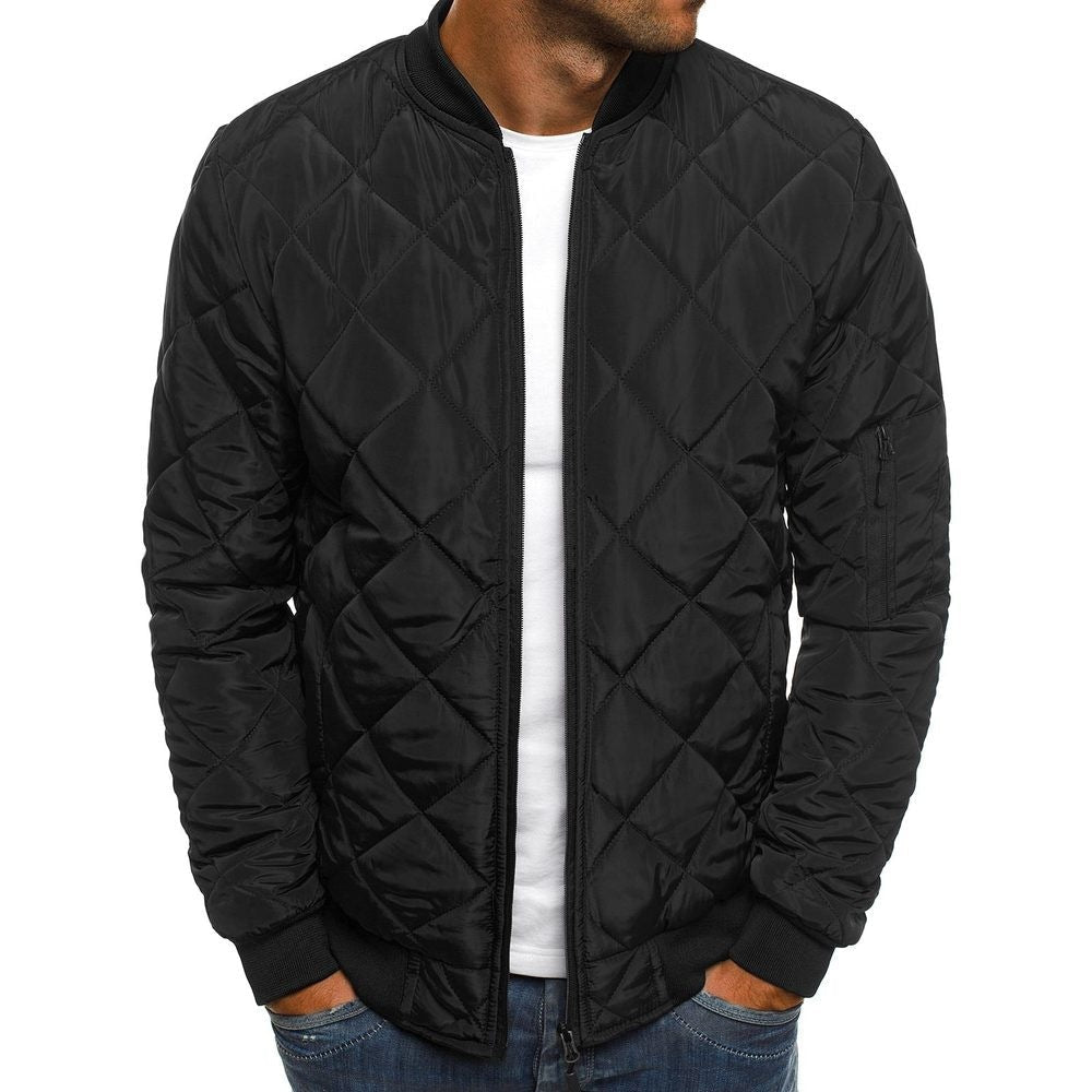 Bomberjacke mit Rautenstepp und Rippbündchen für Herren in Schwarz - Ansicht 11