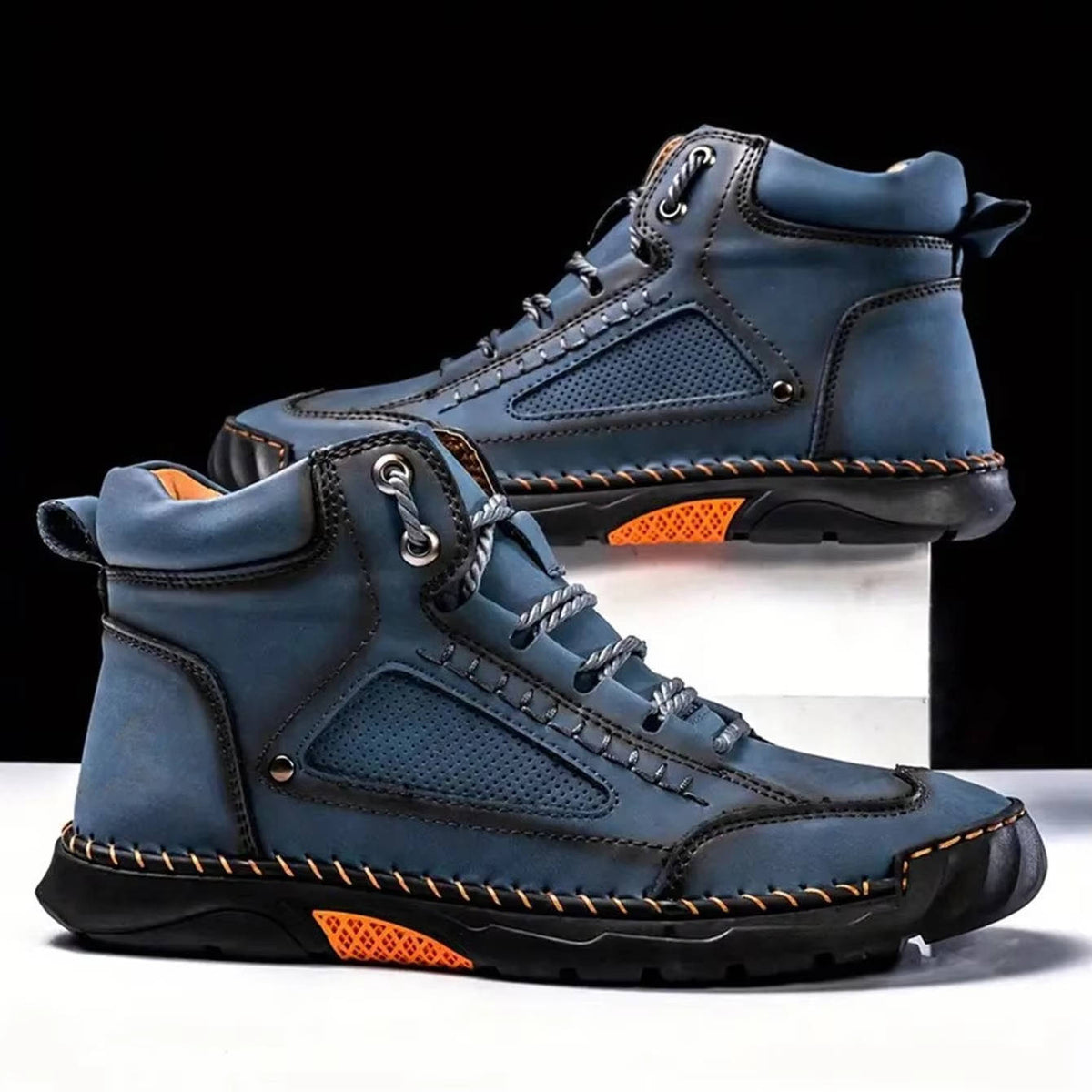 Boots Herren Outdoor Schnürstiefel aus Leder mit Profilsohle