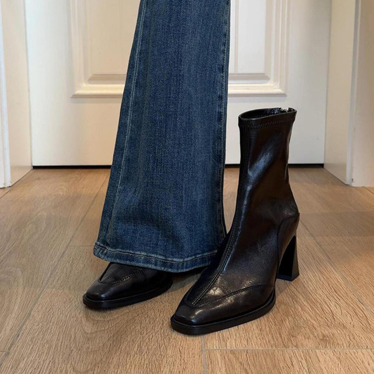 Boots mit Karreespitze und Blockabsatz für Damen
