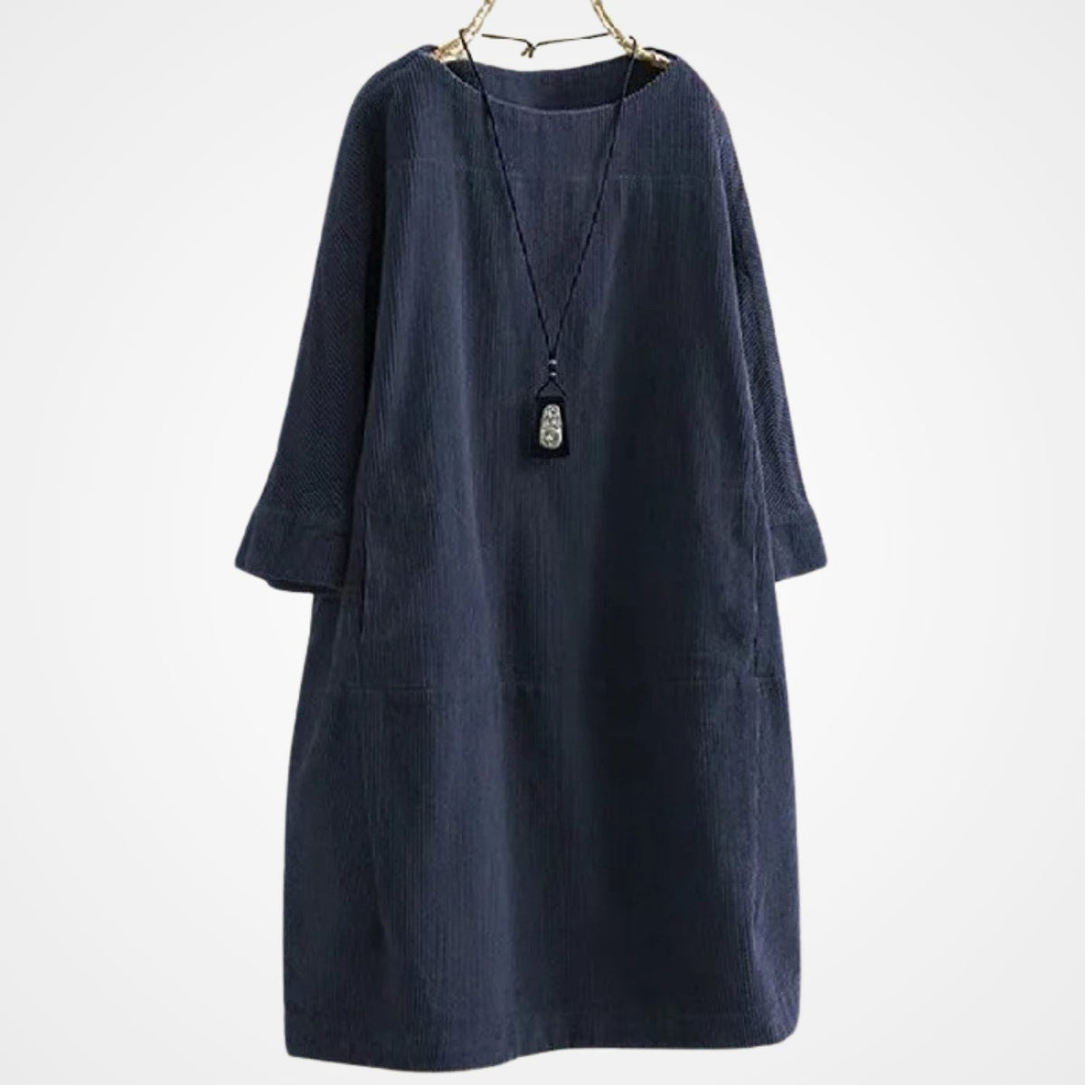 Cordkleid mit Rundhals und geradem Schnitt für Damen
