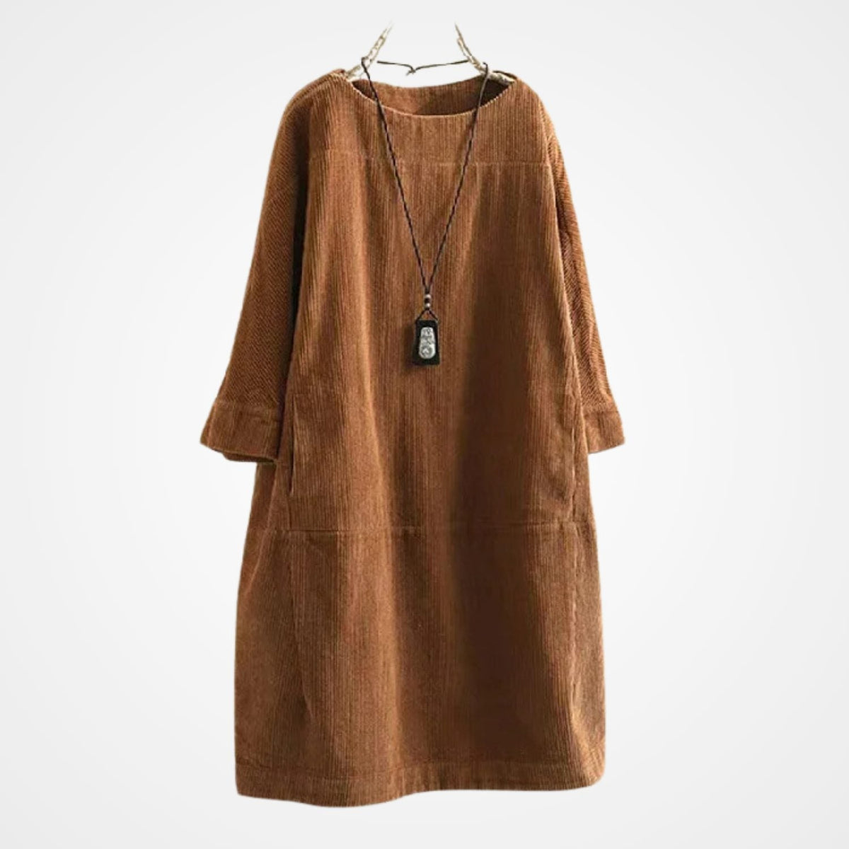 Cordkleid mit Rundhals und geradem Schnitt für Damen