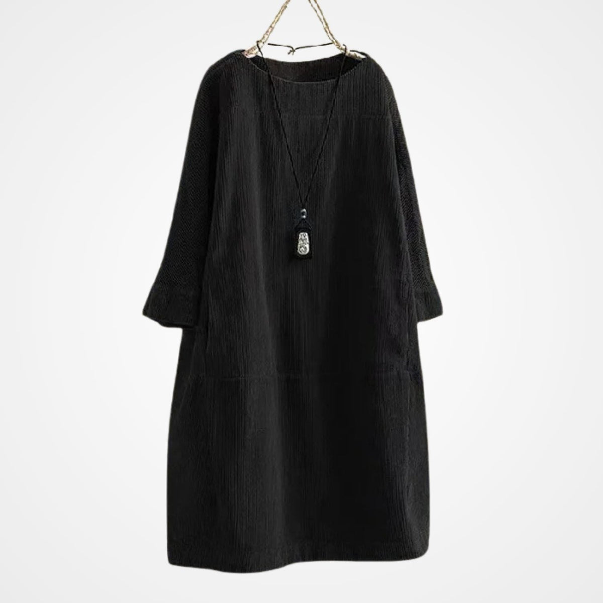Cordkleid mit Rundhals und geradem Schnitt für Damen