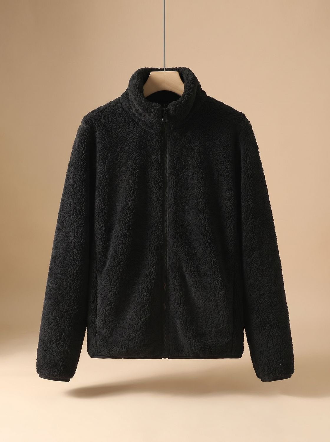 Damen Jacke Fleece Oversized mit Stehkragen und Reißverschluss