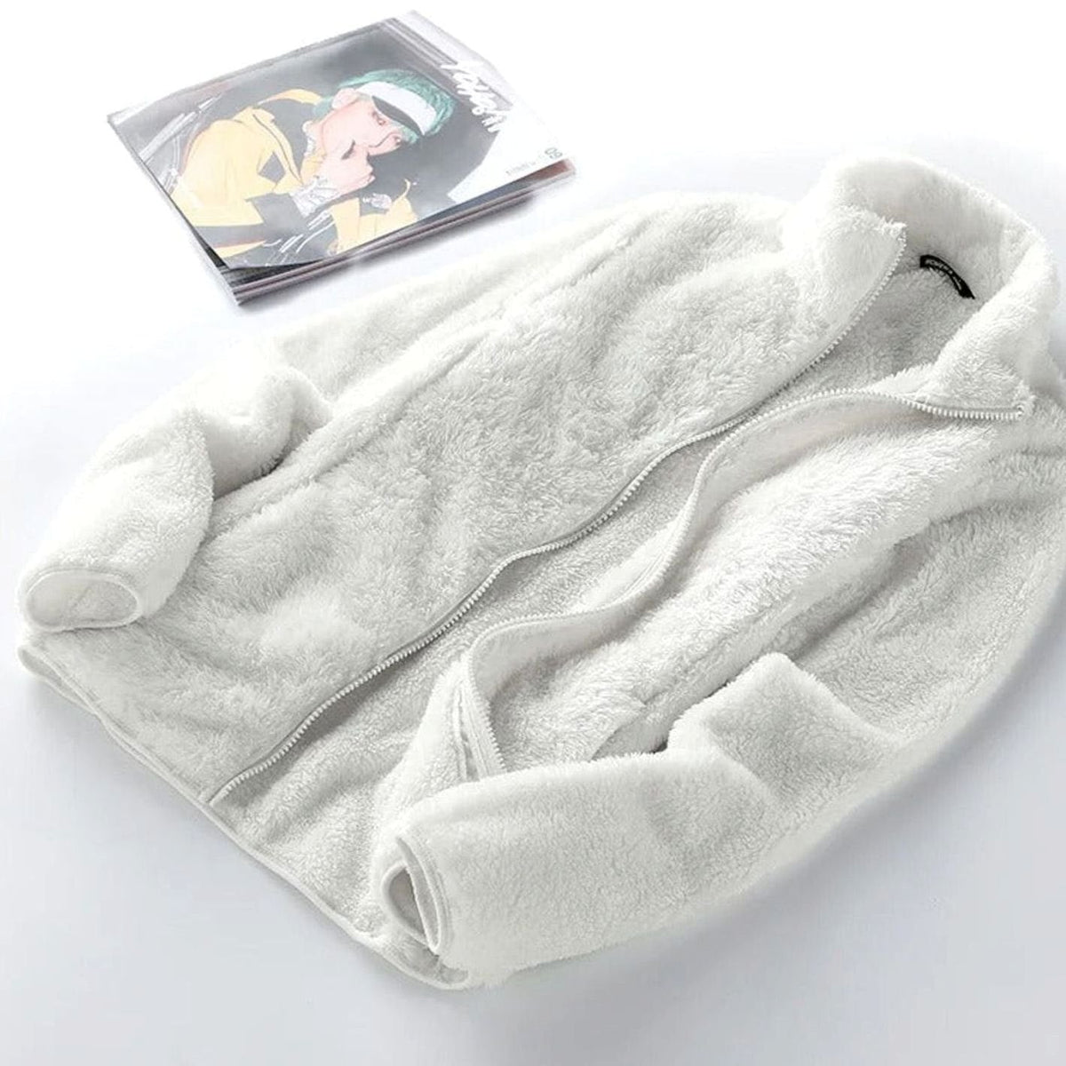 Damen Jacke Fleece Oversized mit Stehkragen und Reißverschluss
