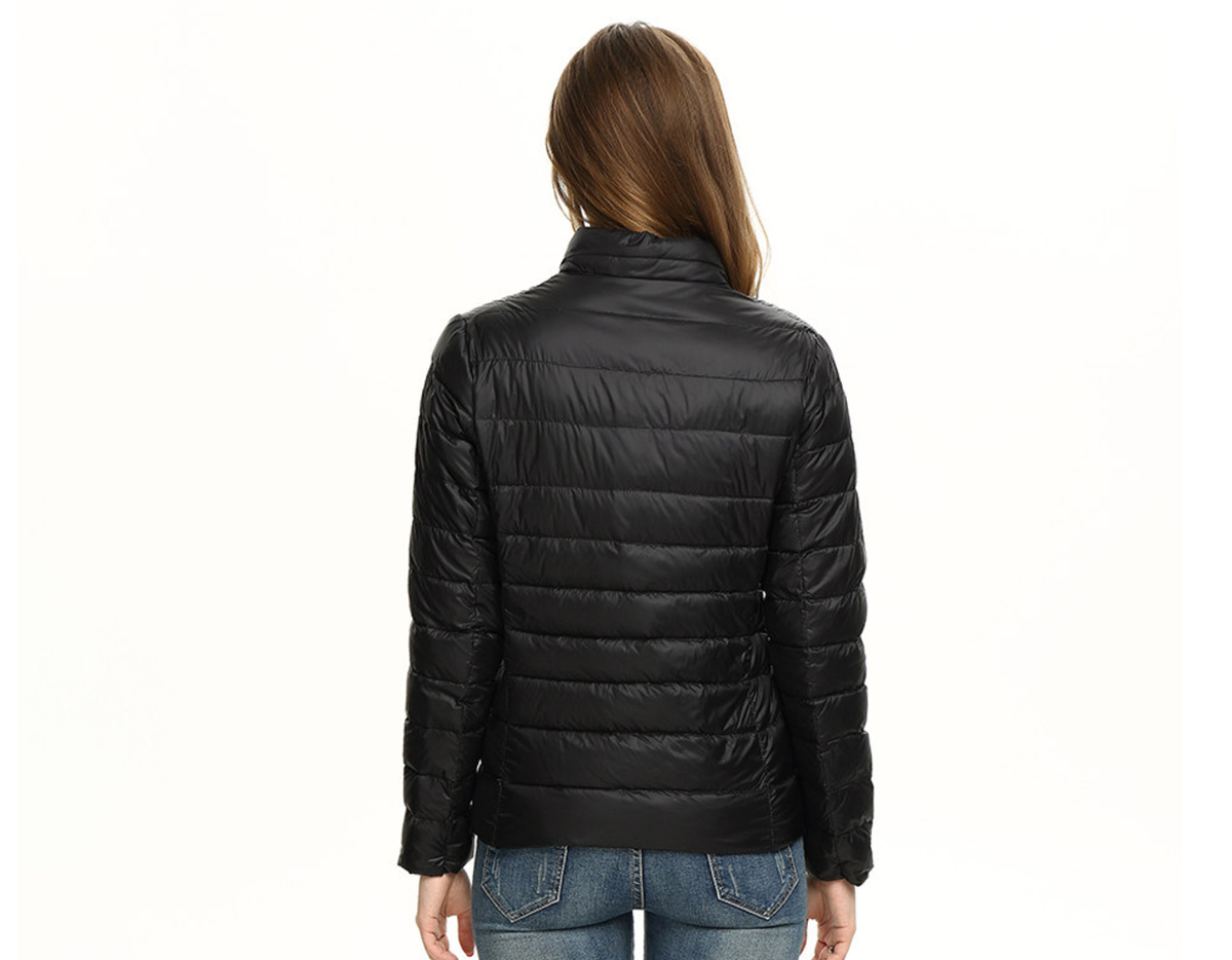 Kurze Daunenjacke mit Steppung und hohem Kragen für Damen - Ansicht 5