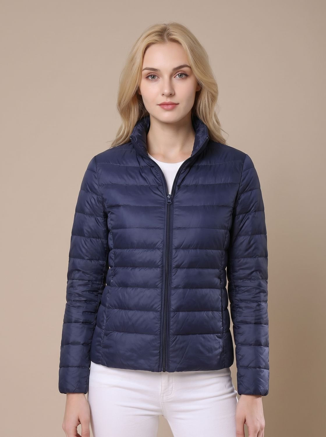 Daunenjacke Damen leicht und wasserdicht mit Stehkragen
