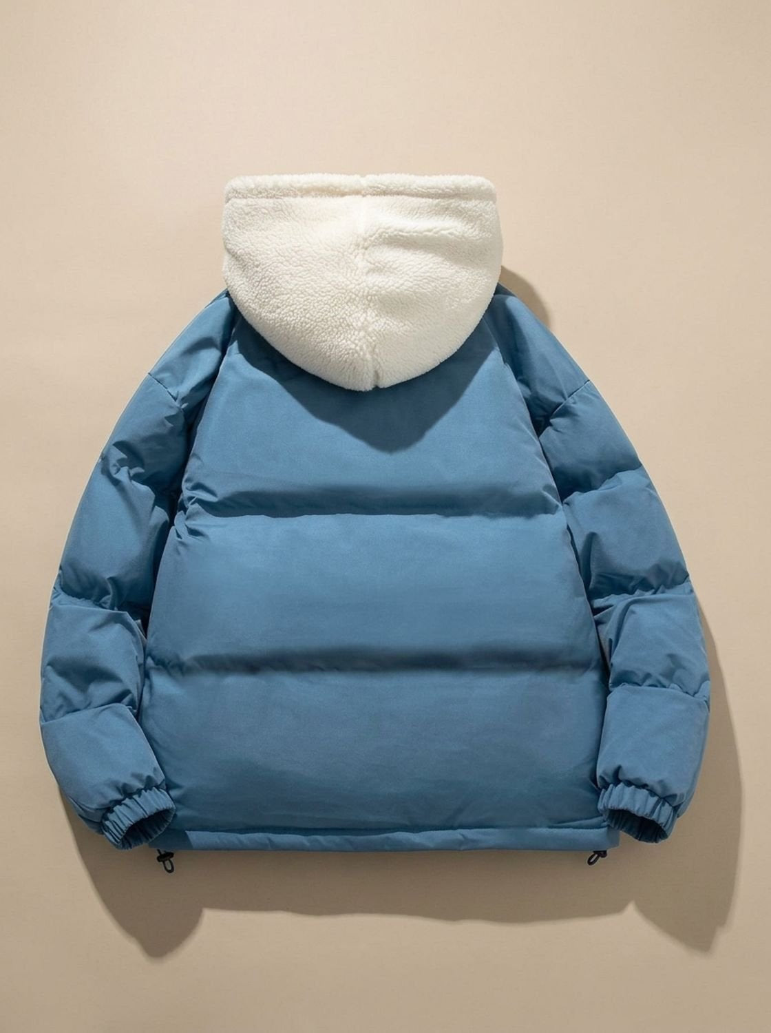 Daunenjacke Damen mit Sherpa-Fleece-Futter und Kapuze, hüftlang