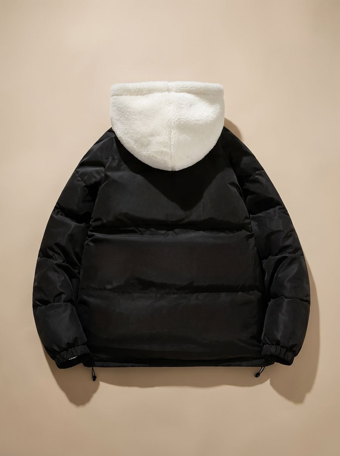 Daunenjacke Damen mit Sherpa-Fleece-Futter und Kapuze, hüftlang