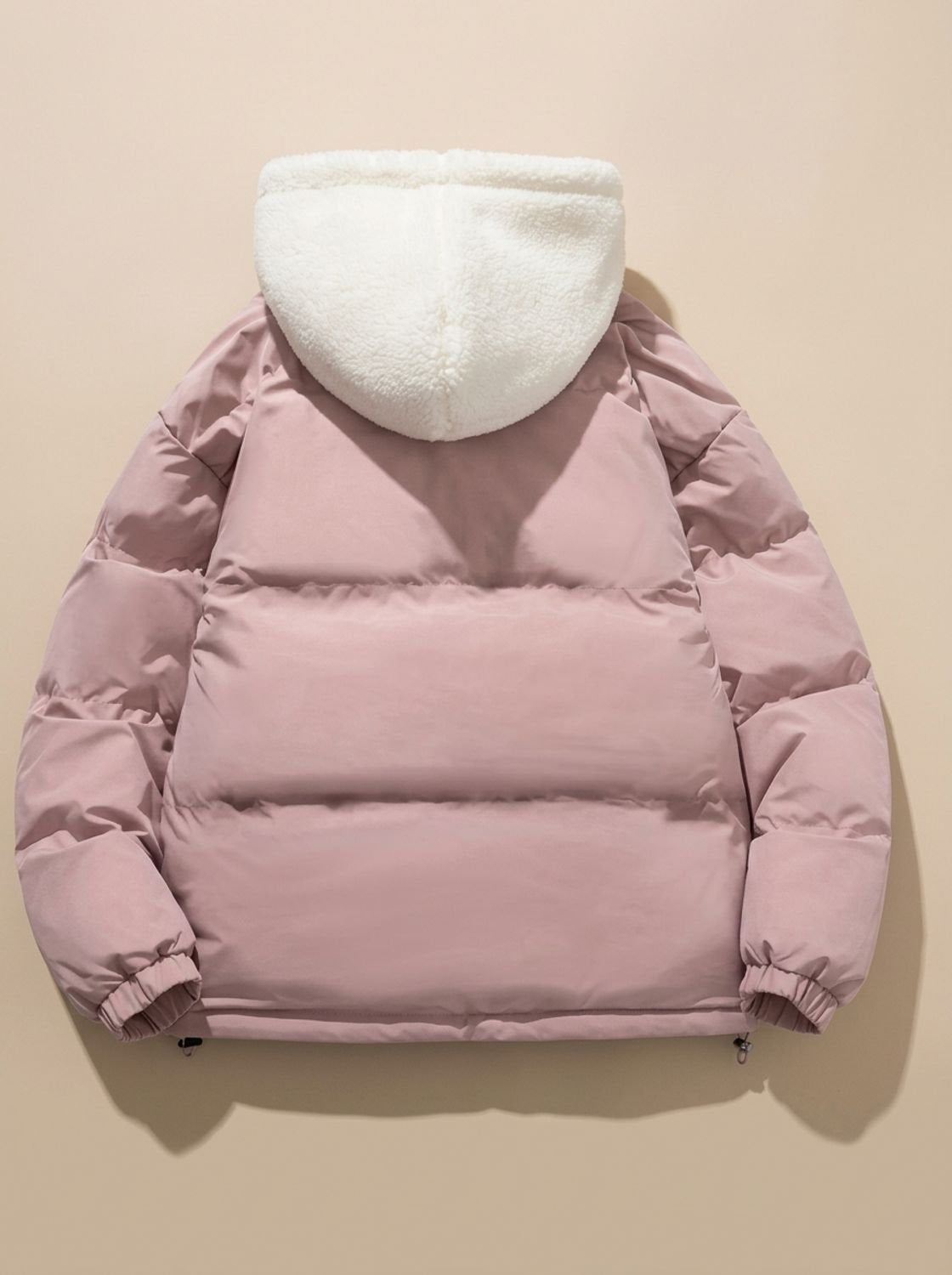 Daunenjacke Damen mit Sherpa-Fleece-Futter und Kapuze, hüftlang