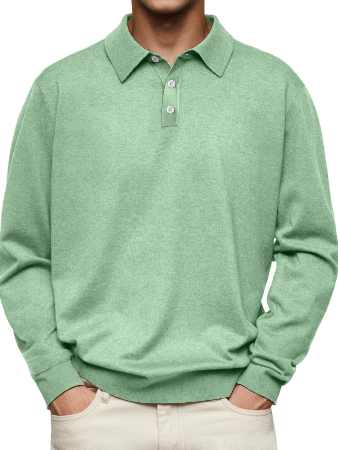 Herren Polo Pullover mit Polokragen, Knopfleiste und Feinstrickoptik