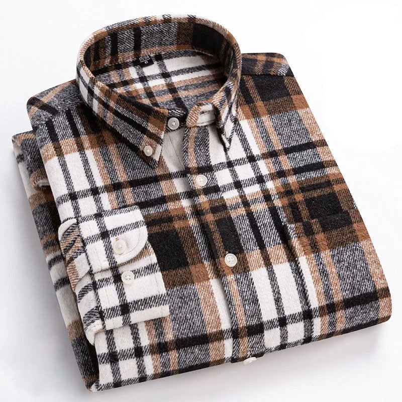 Kariertes Flanellhemd mit Button-Down-Kragen für Herren in Weiß - Ansicht 4