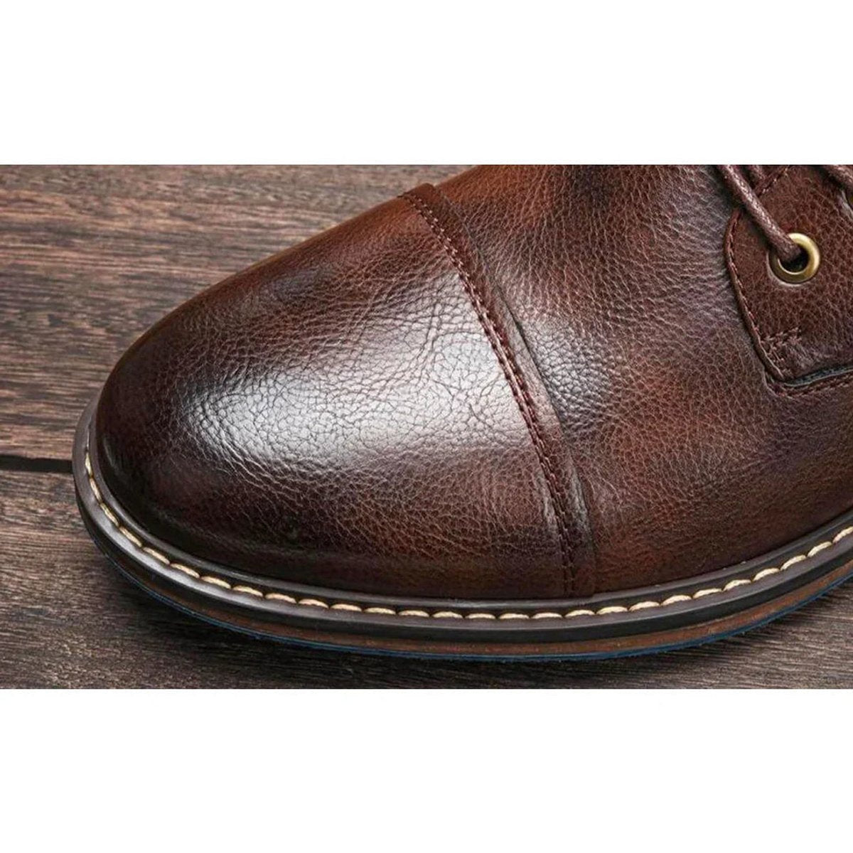 Herren Stiefelett aus Leder mit Schnürung und Reißverschluss