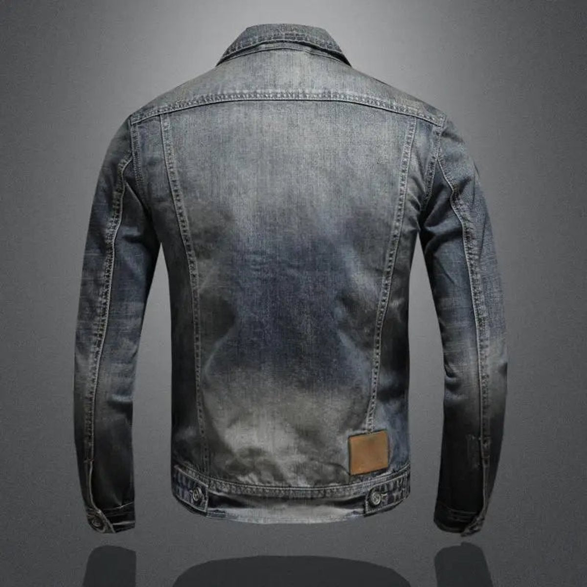 Herren Übergangsjacke aus Denim mit Vintage-Look und Reißverschluss
