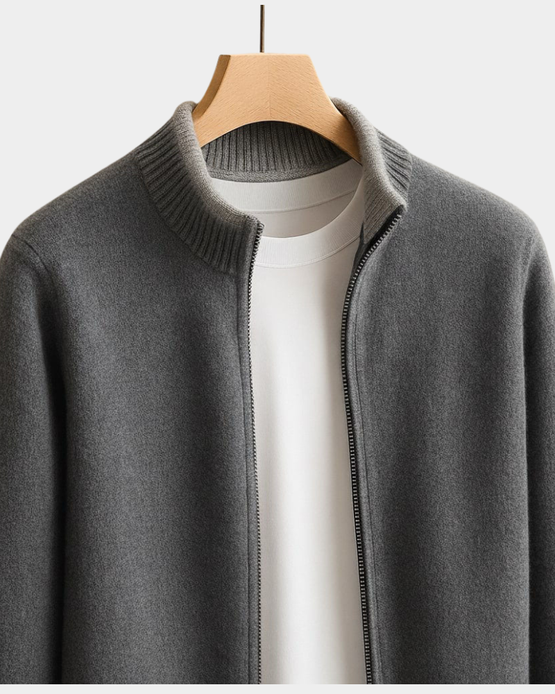 Herren Winter Strickjacke mit Reißverschluss, italienisch gestrickt