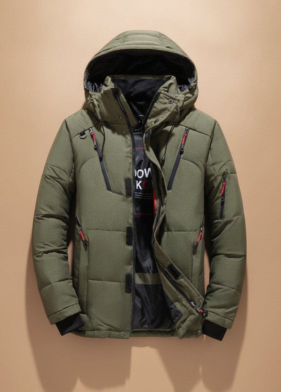 Winterjacke Herren winddicht mit Kapuze und warmer Daunenfüllung