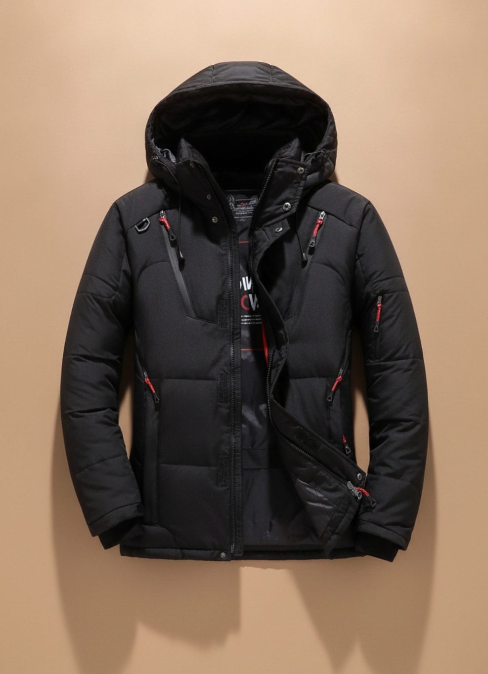 Winterjacke Herren winddicht mit Kapuze und warmer Daunenfüllung