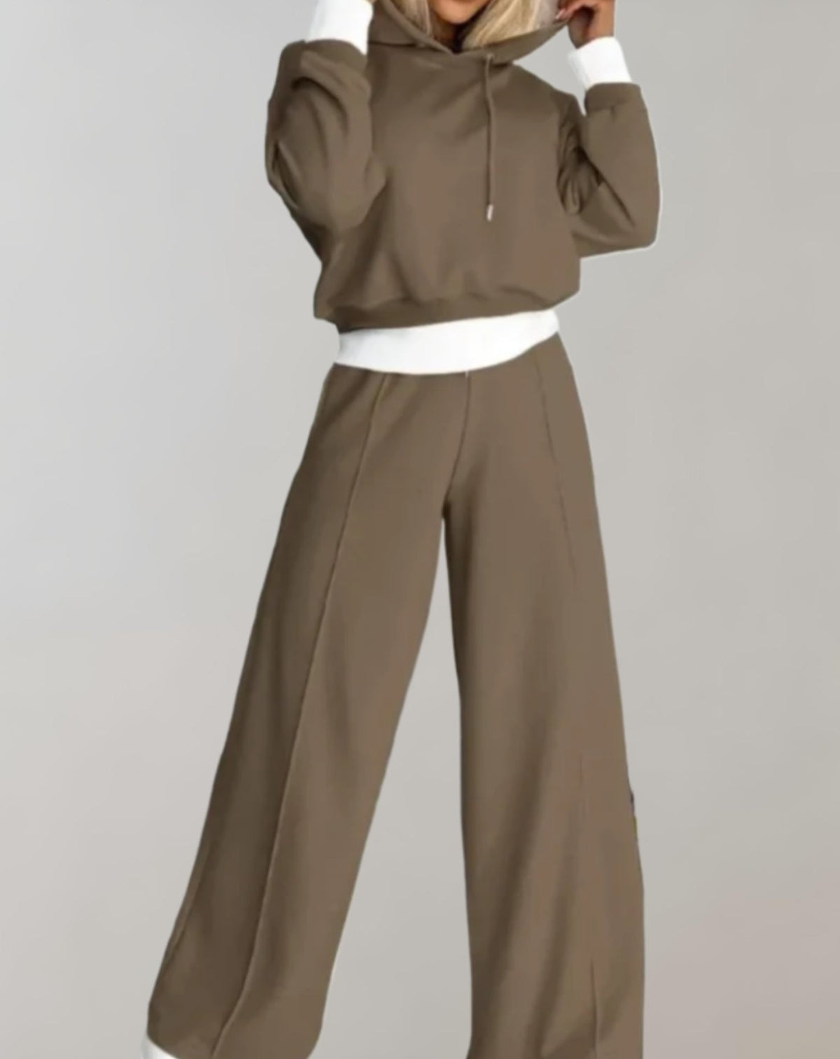 Hoodie im Set mit langer Jogginghose für Damen in Braun - Ansicht 5