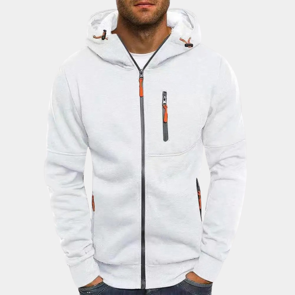 Hoodie mit durchgehendem Zipper und Kapuze für Herren in Weiß - Ansicht 13