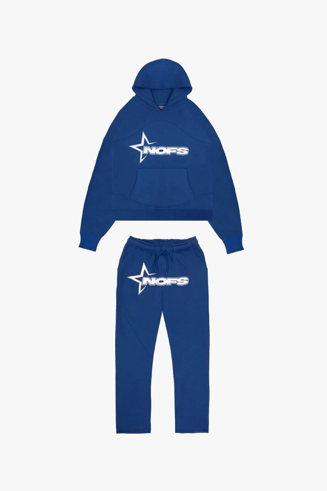 Hoodie mit Fronttasche im Set mit Trainingshose für Herren in Blau - Ansicht 2