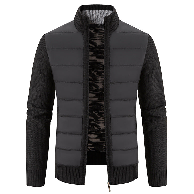Hybridjacke mit Steppfront und Stehkragen für Herren in Schwarz - Ansicht 9
