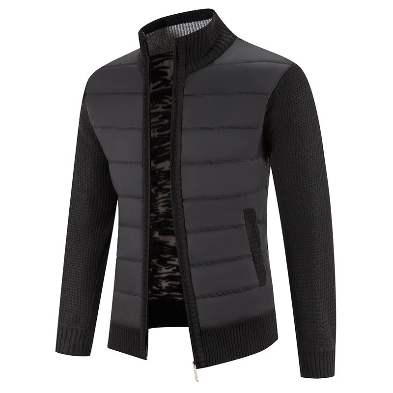 Hybridjacke mit Steppfront und Stehkragen für Herren in Schwarz