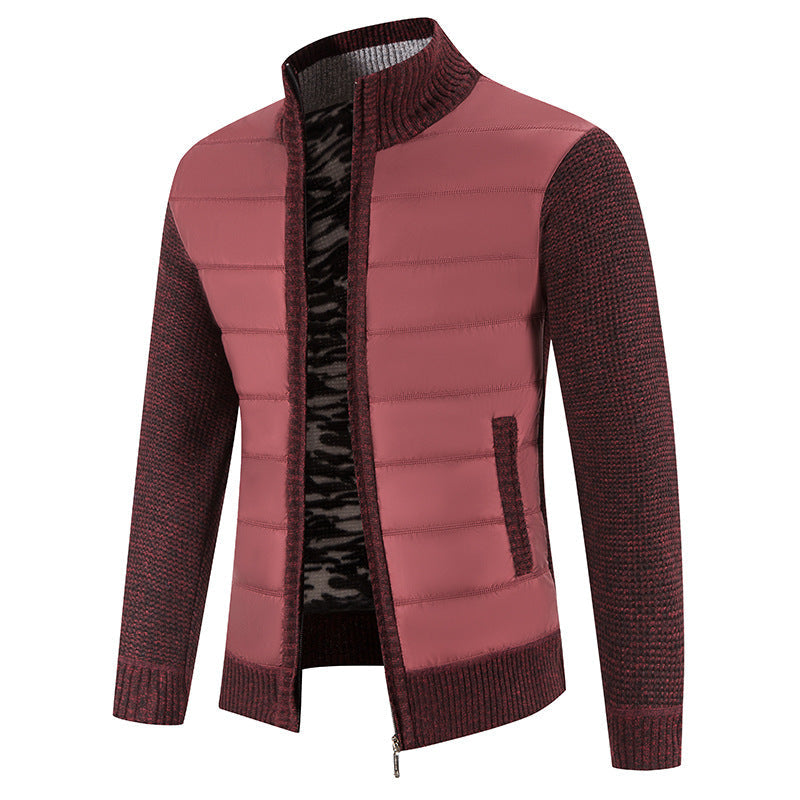 Hybridjacke mit Steppfront und Stehkragen für Herren in Weinrot - Ansicht 2