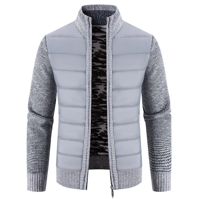 Hybridjacke mit Steppfront und Stehkragen für Herren in Hellgrau - Ansicht 6