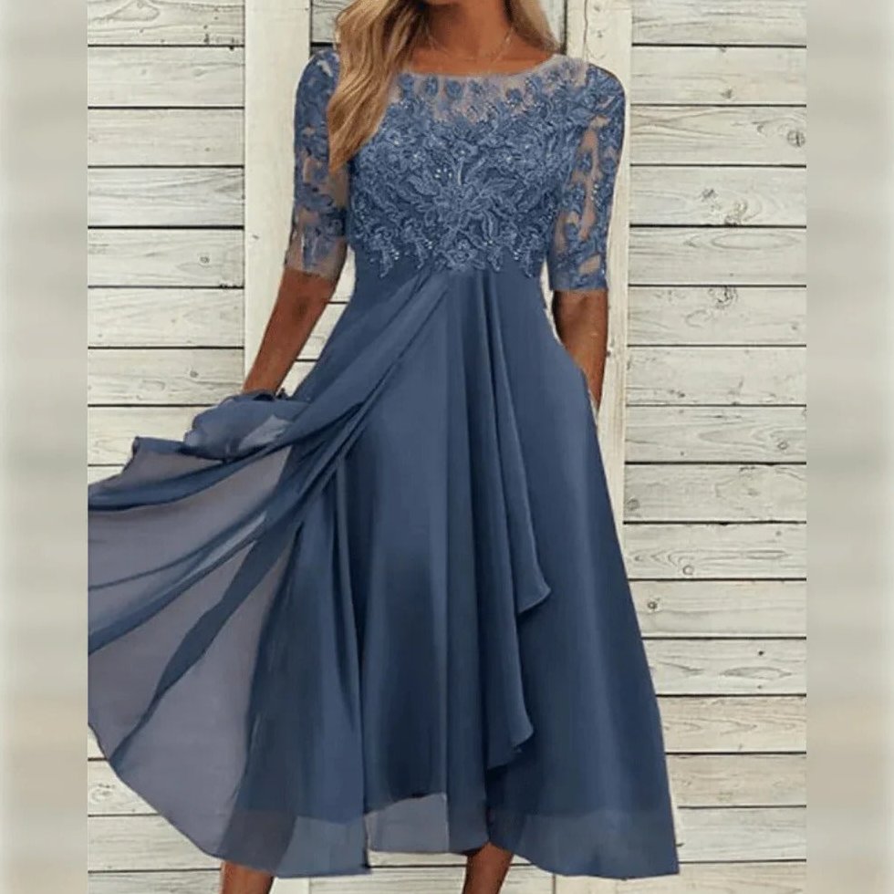 Festliches Kleid Damen Midikleid mit Spitze