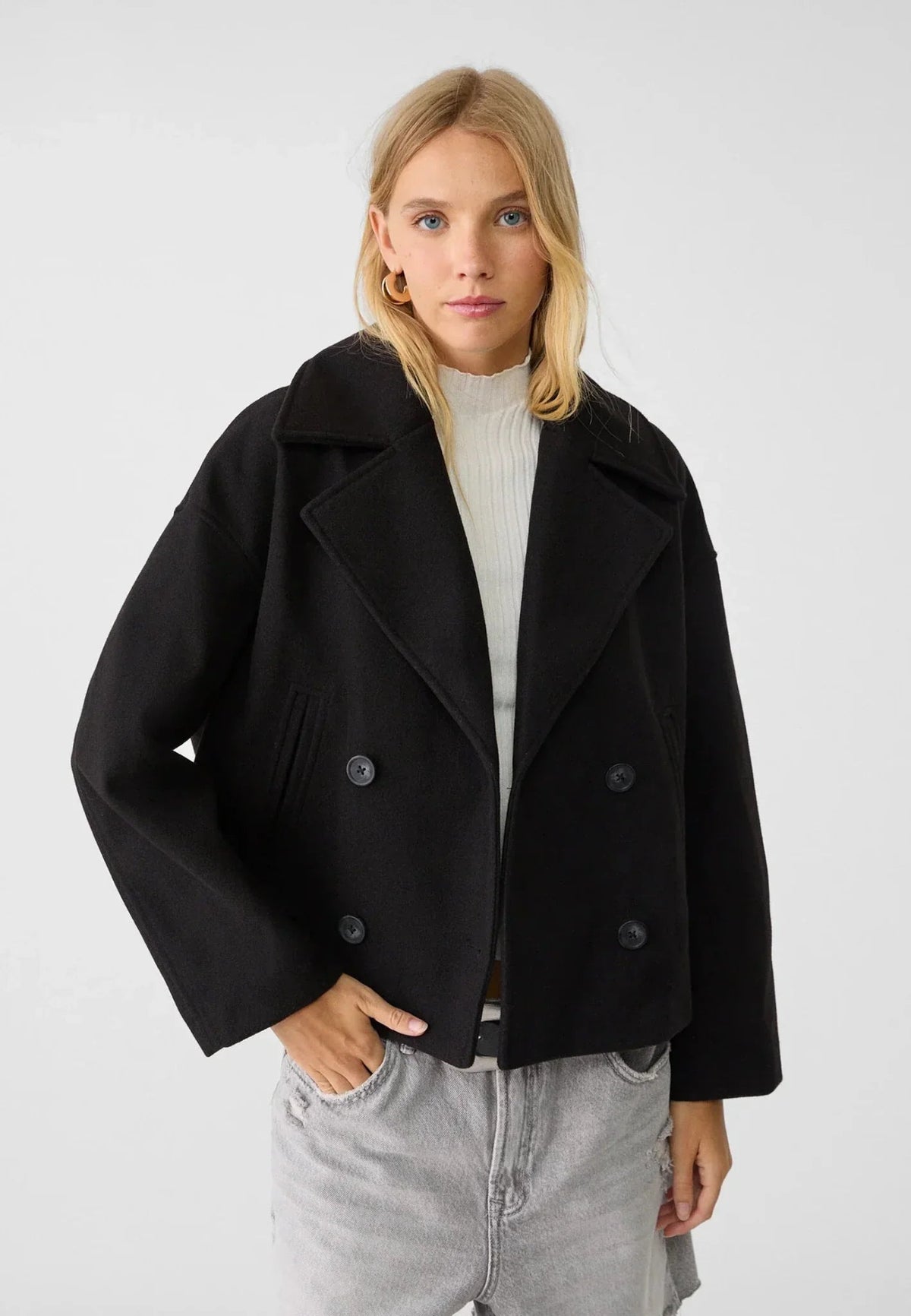 Jacke mit Kurzschnitt und Reverskragen für Damen