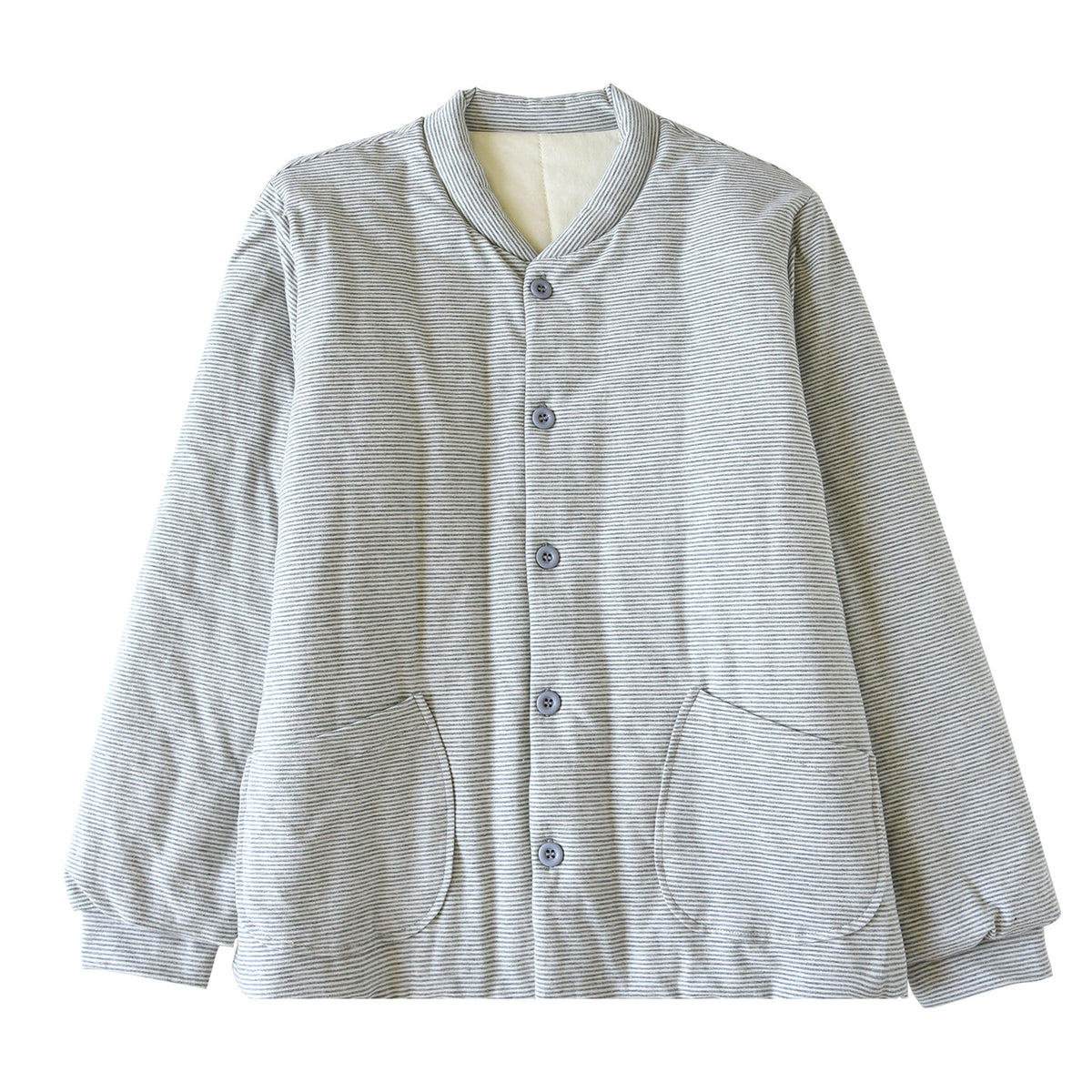 Jacke mit Stehkragen und Knopfleiste für Damen in Grau gestreift