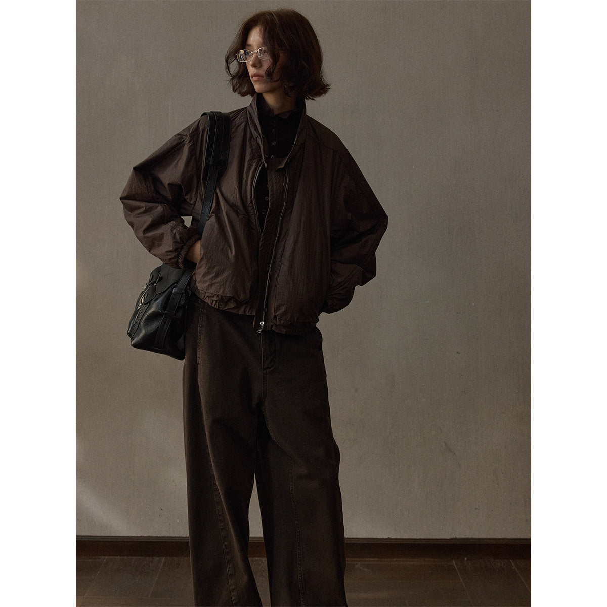 Jacke mit Stehkragen und Raglanärmeln für Damen in Rotbraun