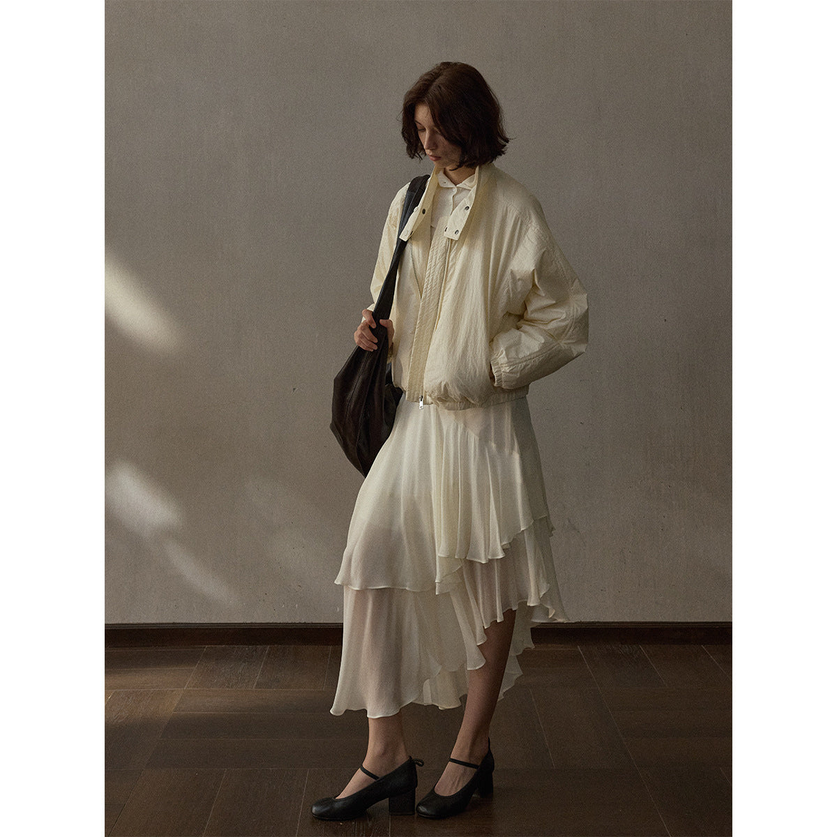 Jacke mit Stehkragen und Raglanärmeln für Damen in Creme-Aprikose - Ansicht 3