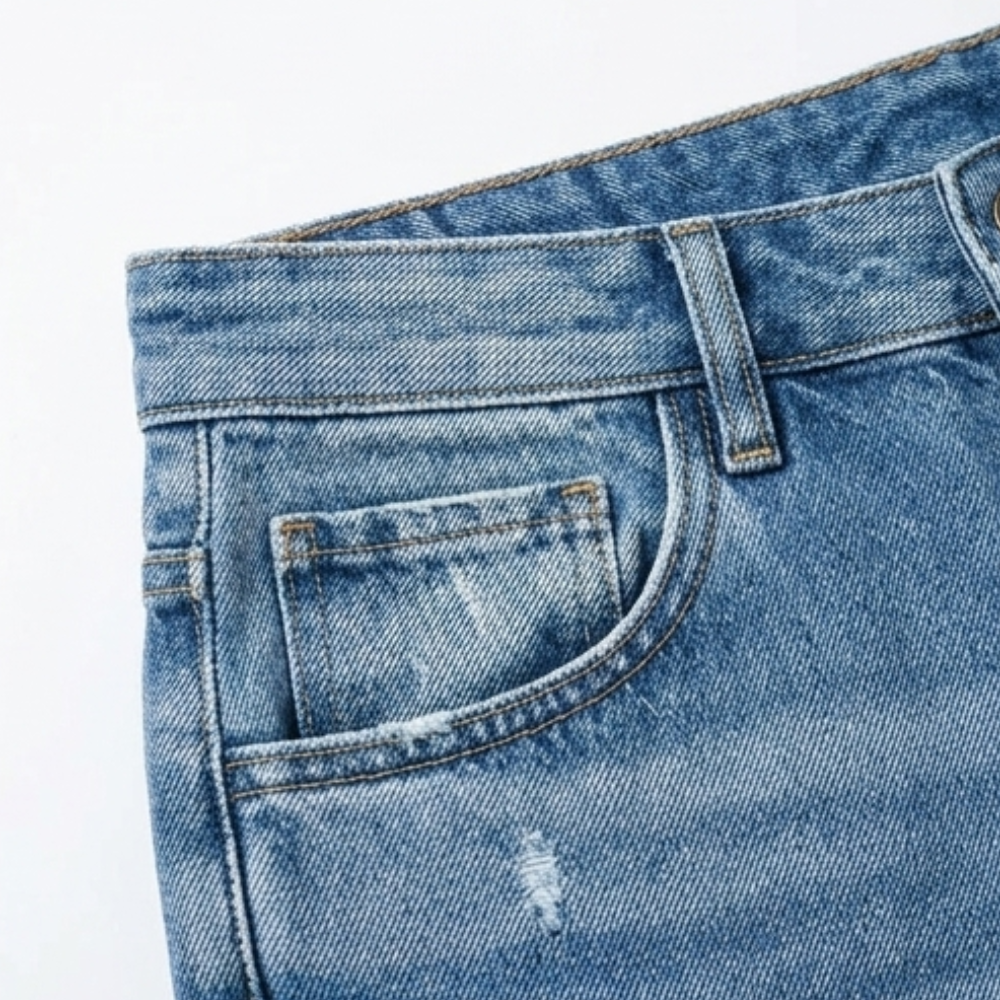 Jeans mit geradem Bein und Fransensaum für Damen