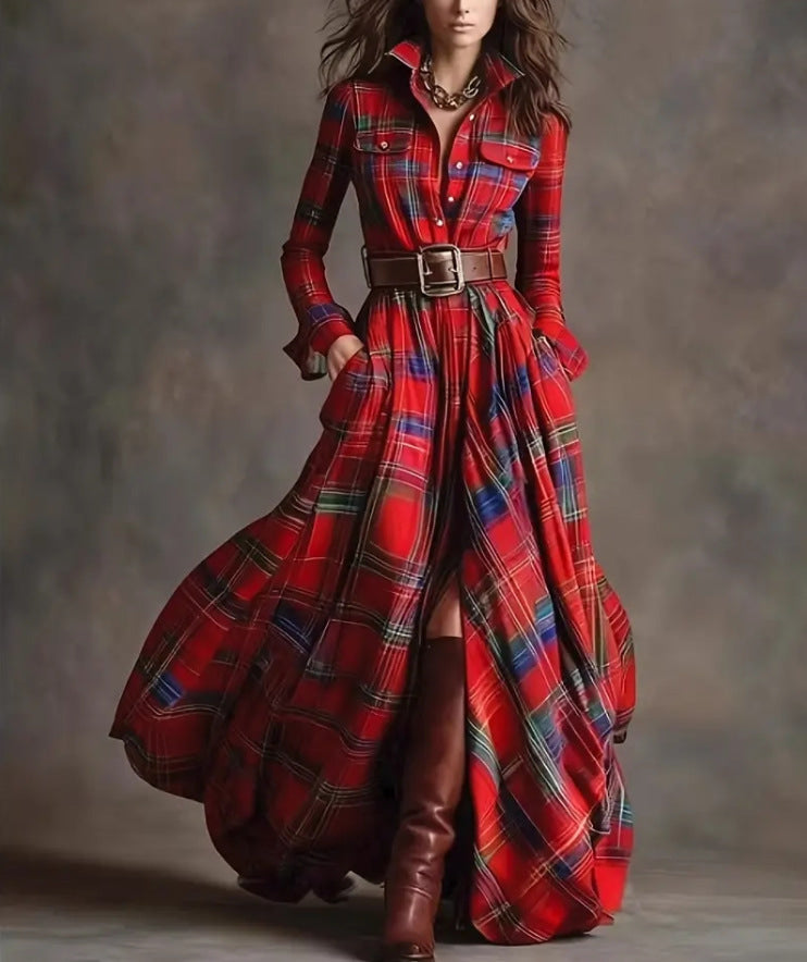 Kleid mit asymmetrischem Saum und Umlegekragen für Damen