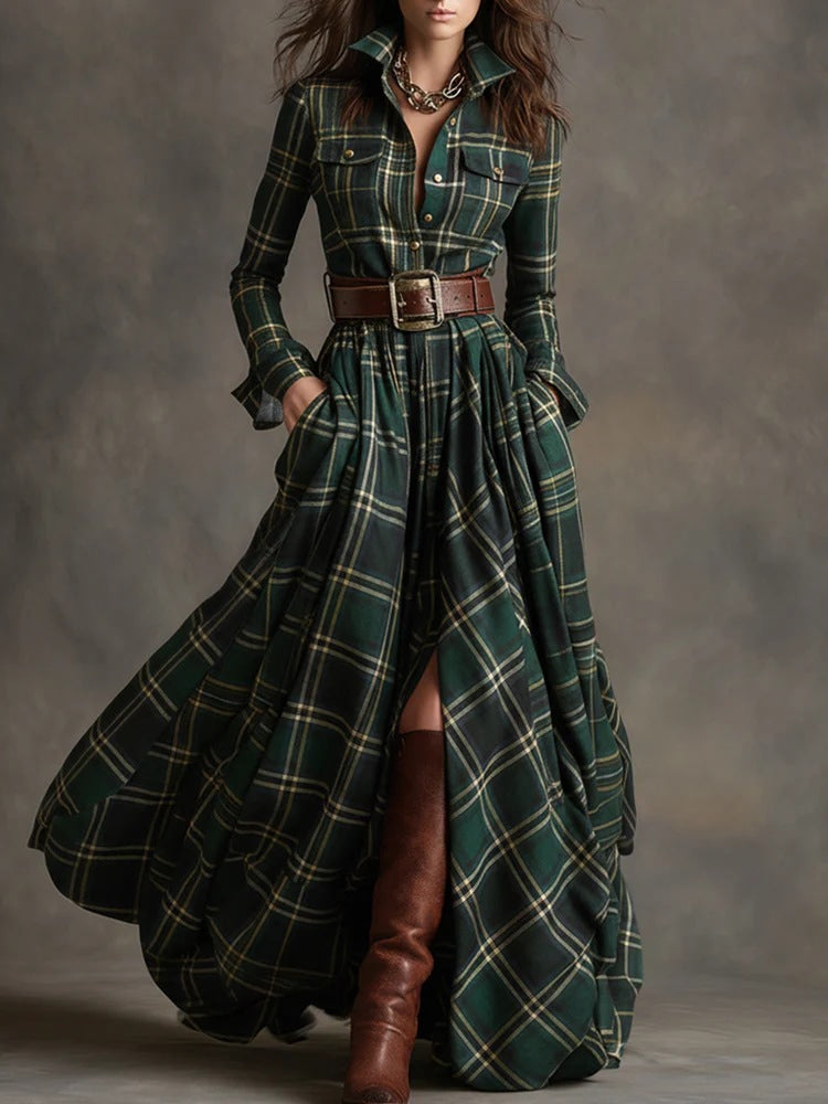 Kleid mit asymmetrischem Saum und Umlegekragen für Damen