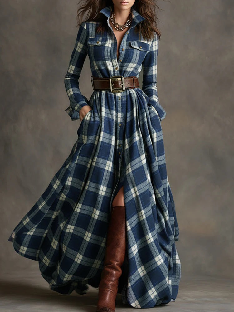 Kleid mit asymmetrischem Saum und Umlegekragen für Damen
