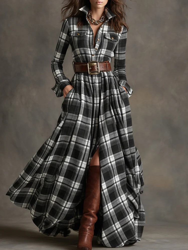 Kleid mit asymmetrischem Saum und Umlegekragen für Damen