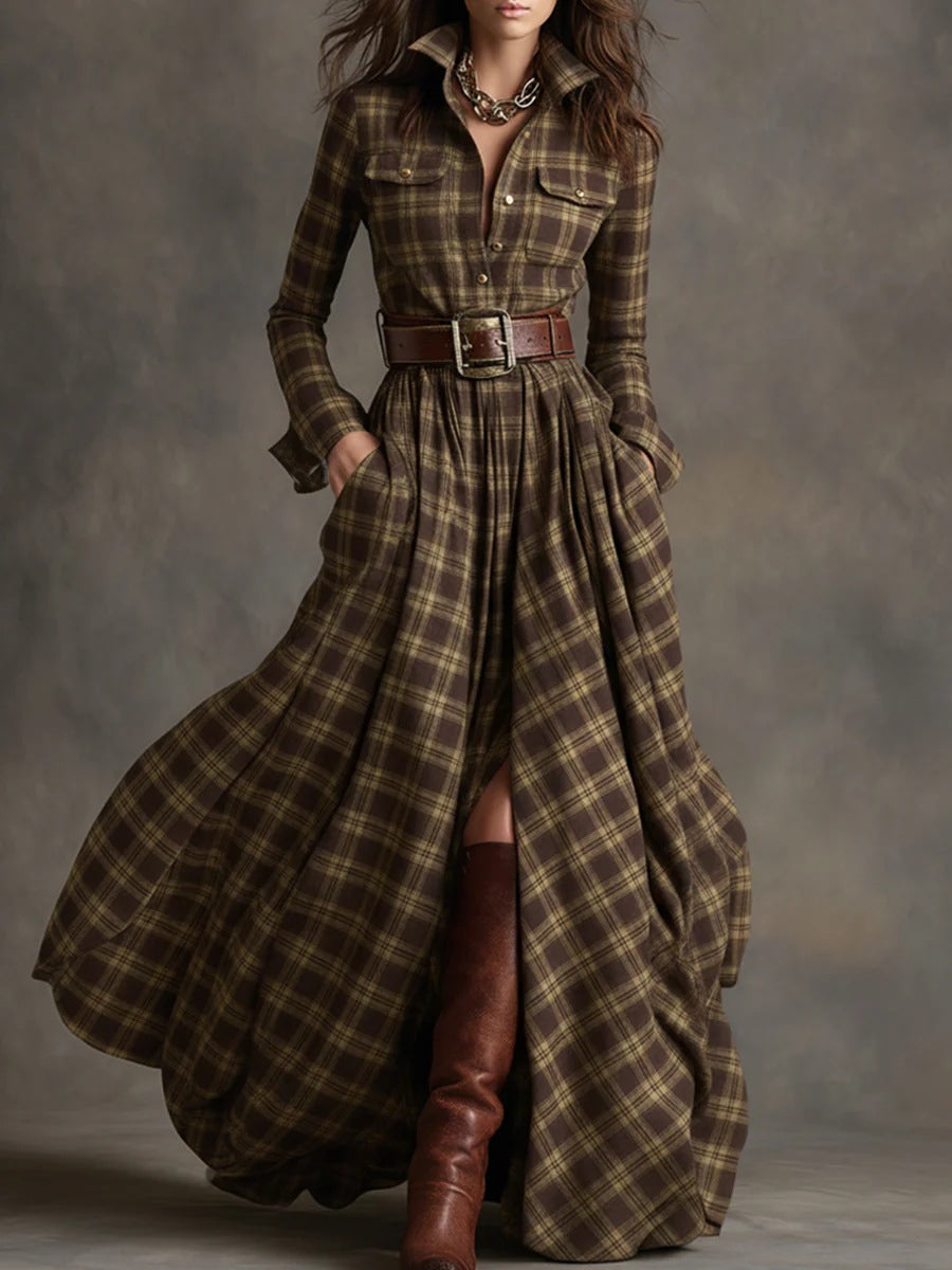 Kleid mit asymmetrischem Saum und Umlegekragen für Damen