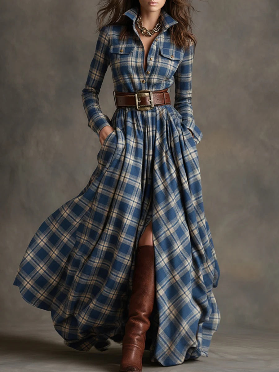 Kleid mit asymmetrischem Saum und Umlegekragen für Damen