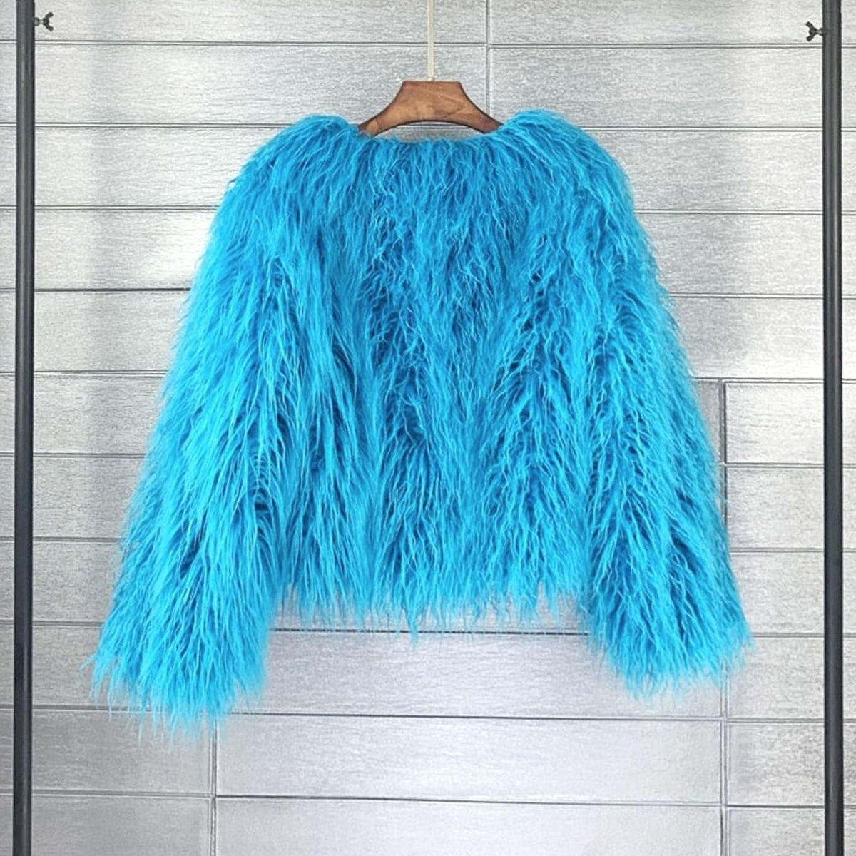 Winterjacke Damen Kunstpelzmantel Langhaarkunstfell kurz Shaggy Look
