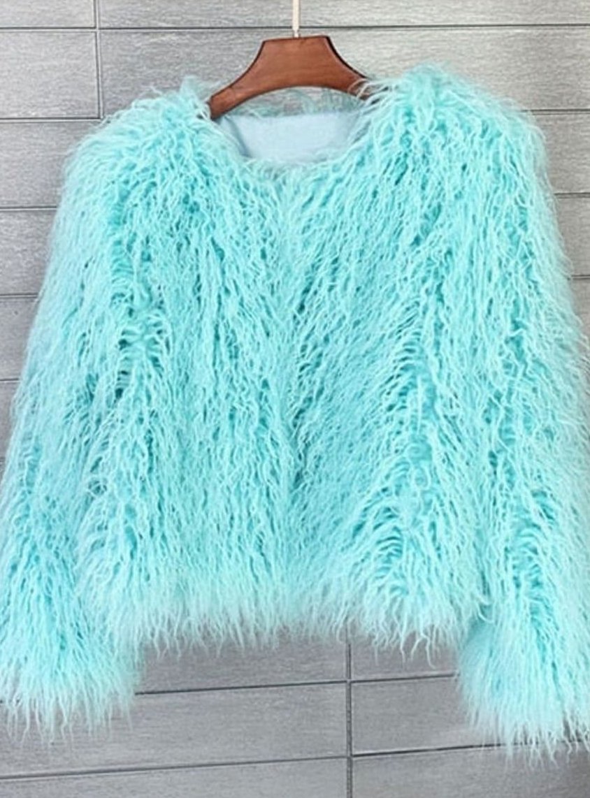 Winterjacke Damen Kunstpelzmantel Langhaarkunstfell kurz Shaggy Look